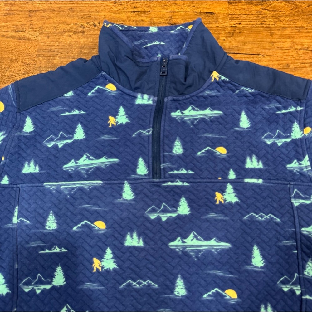 Chubbies Blue Big Foot Outdoor 1/4 Zip Quilted Pullover Sweater Sweatshirt Men L